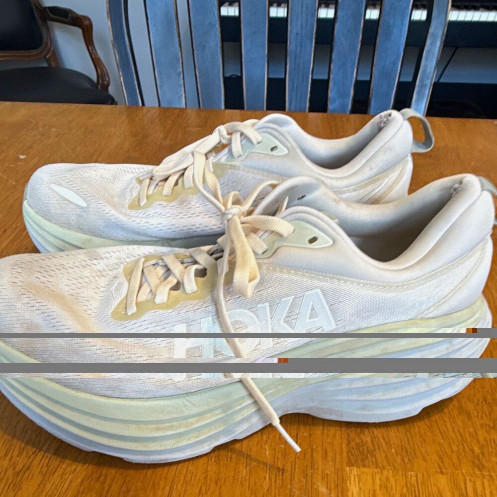 HOKA ONE ONE Men's White Low Top Lace Up Mesh Athletic Sneakers Rubber Sole